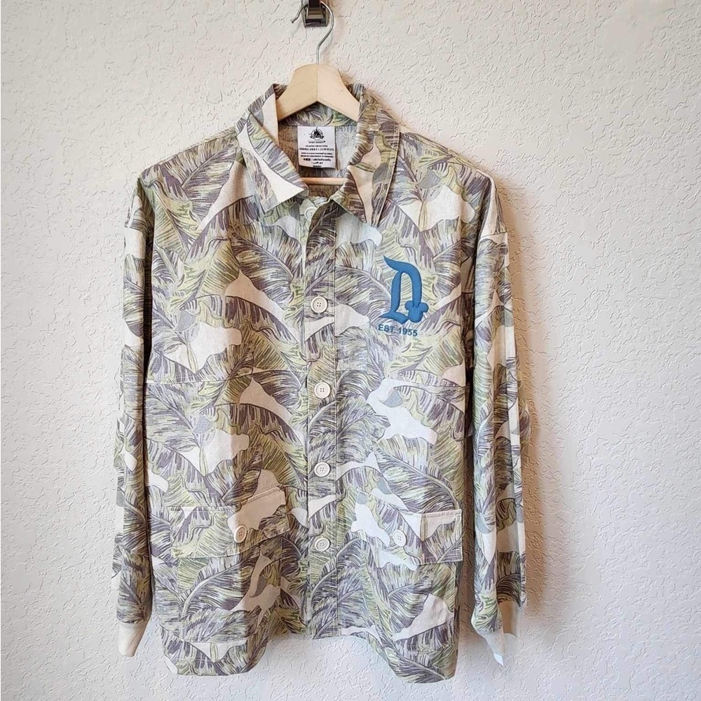 Disney Men's Casual Button Down Shirt - Green and Blue